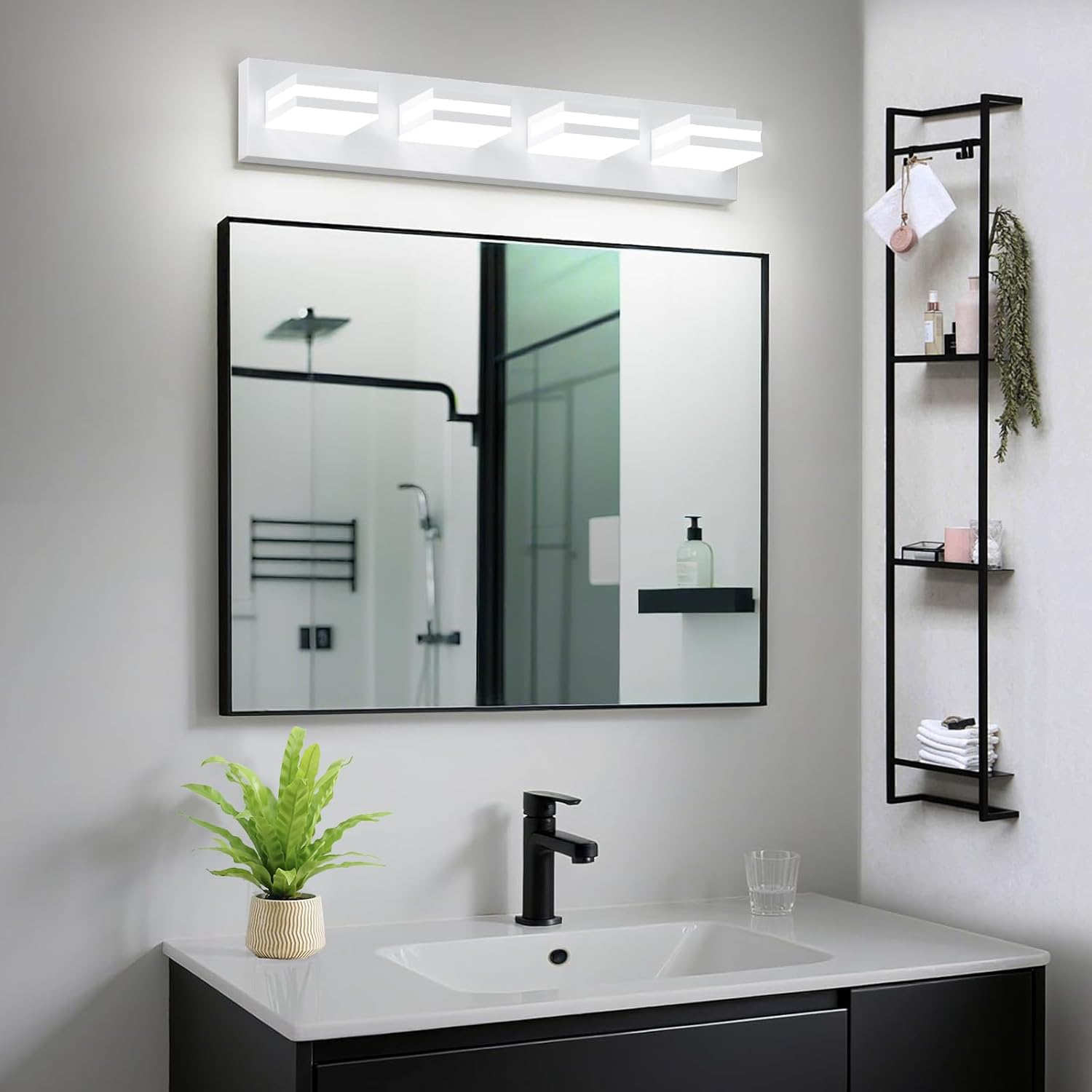 IZORRO LED Modern Bathroom Lights Fixtures(4-Light,Dimmable),Matte White Acrylic Wall Lighting,Vanity Lights for Bathroom Over Mirror - 6000k 24In (No Assembly Required) - Image 6