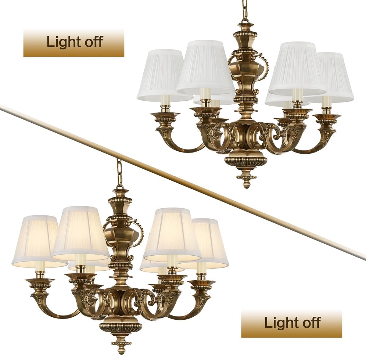 Chandelier Shades Set Of 2,Mini Lamp Shade 3" Top x 5.5" Bottom x 4.7" Slant,Small Lamp Shades Clip On Bulb,Pleated Chandelier Lamp Shades,Fabric Lampshades That Attach To The Bulb(White) - Image 7