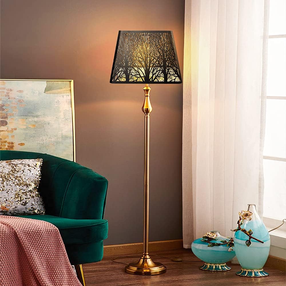 Medium Square Lamp Shades, ALUCSET Metal Lampshade with Pattern of Trees for Table Lamp and Floor Light, 9 x 12 x 8.8 Inch, Spider (Black/Gold) - Image 7