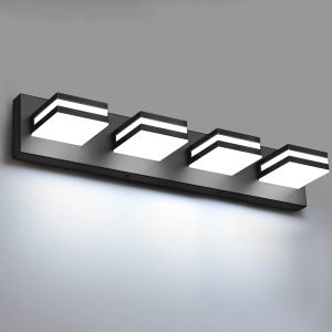 IZORRO LED Modern Bathroom Lights Fixtures(4-Light,Dimmable),Matte Black Acrylic Wall Lighting,Vanity Lights for Bathroom Over Mirror - 6000k 24In （No Assembly Required）