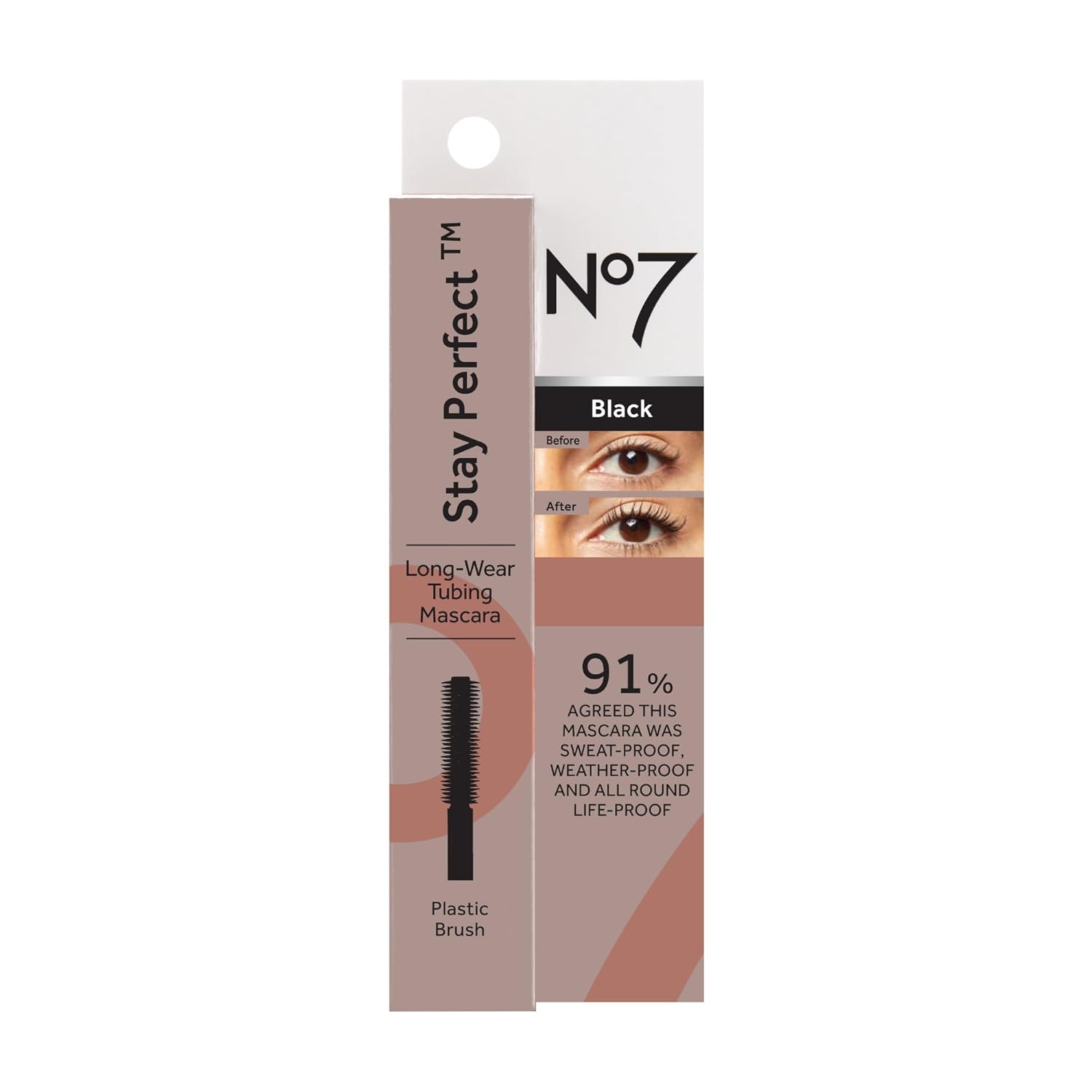 No7 Stay Perfect Mascara – Smudge-Free, Long-Lasting Volume Up to 24 Hours with Straight Brush – Rain & Tear-Proof (7ml) - Image 5