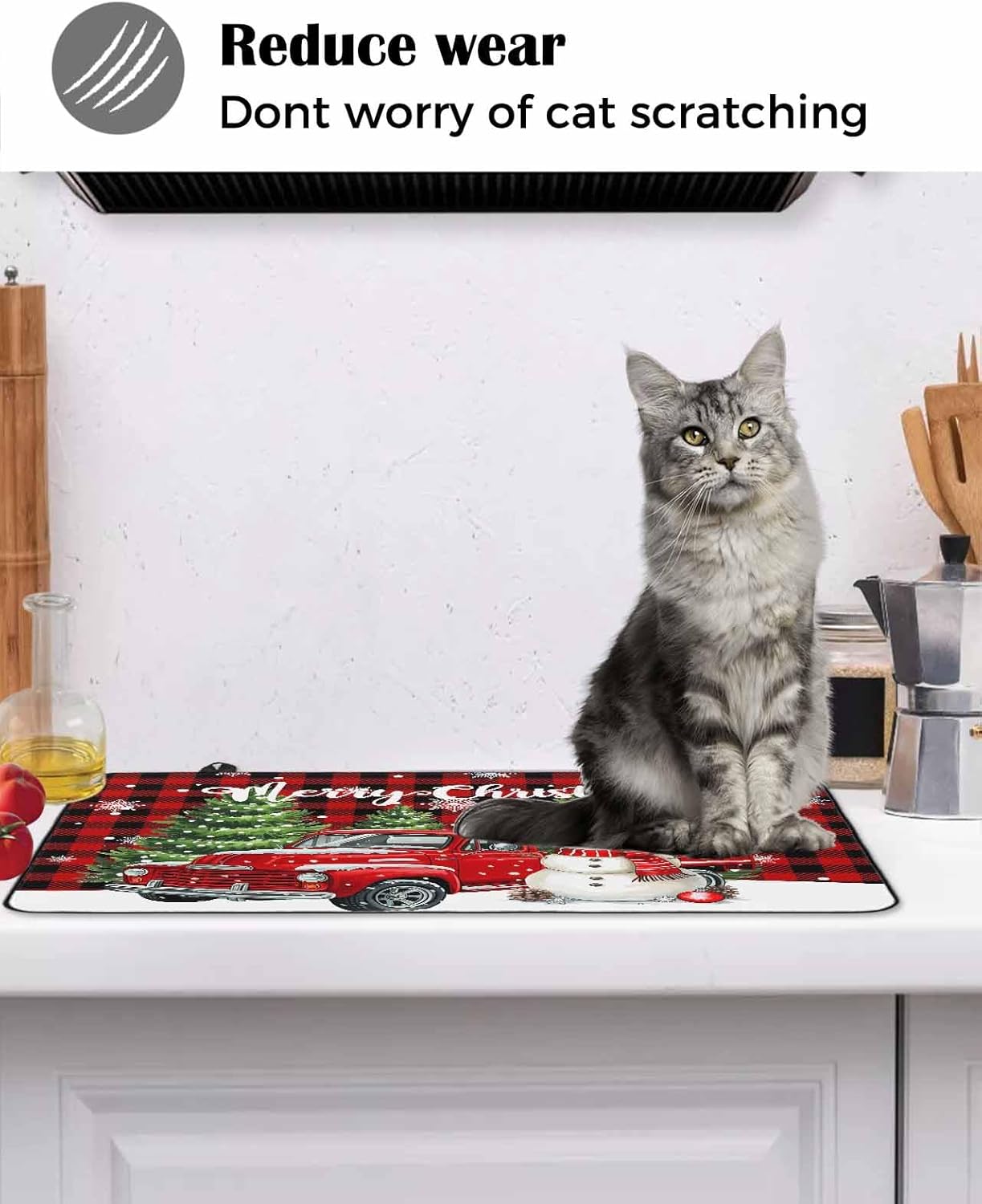 Stove Cover for Electric Stove, Christmas Red Truck Snowman Buffalo Plaid Stove Top Cover for Glass Top, Heat Resistant Rubber Mat Foldable Cooktop Cover Top Protector, 24"x21" - Image 7