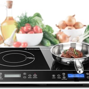 Duxtop LCD Portable Double Induction Cooktop 1800W Digital Electric Countertop Burner Sensor Touch Stove, 9620LS/BT-350DZ
