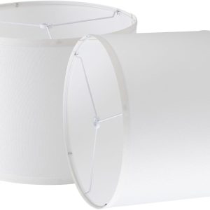 Lamp Shades Set of 2, 12"x12"x10" Large White Linen Drum Lampshade for Table Lamps Floor Lamp, Natural Linen Fabric Replacement Lamp Shade, Hand Crafted Medium Lampshade, Easy Assembly