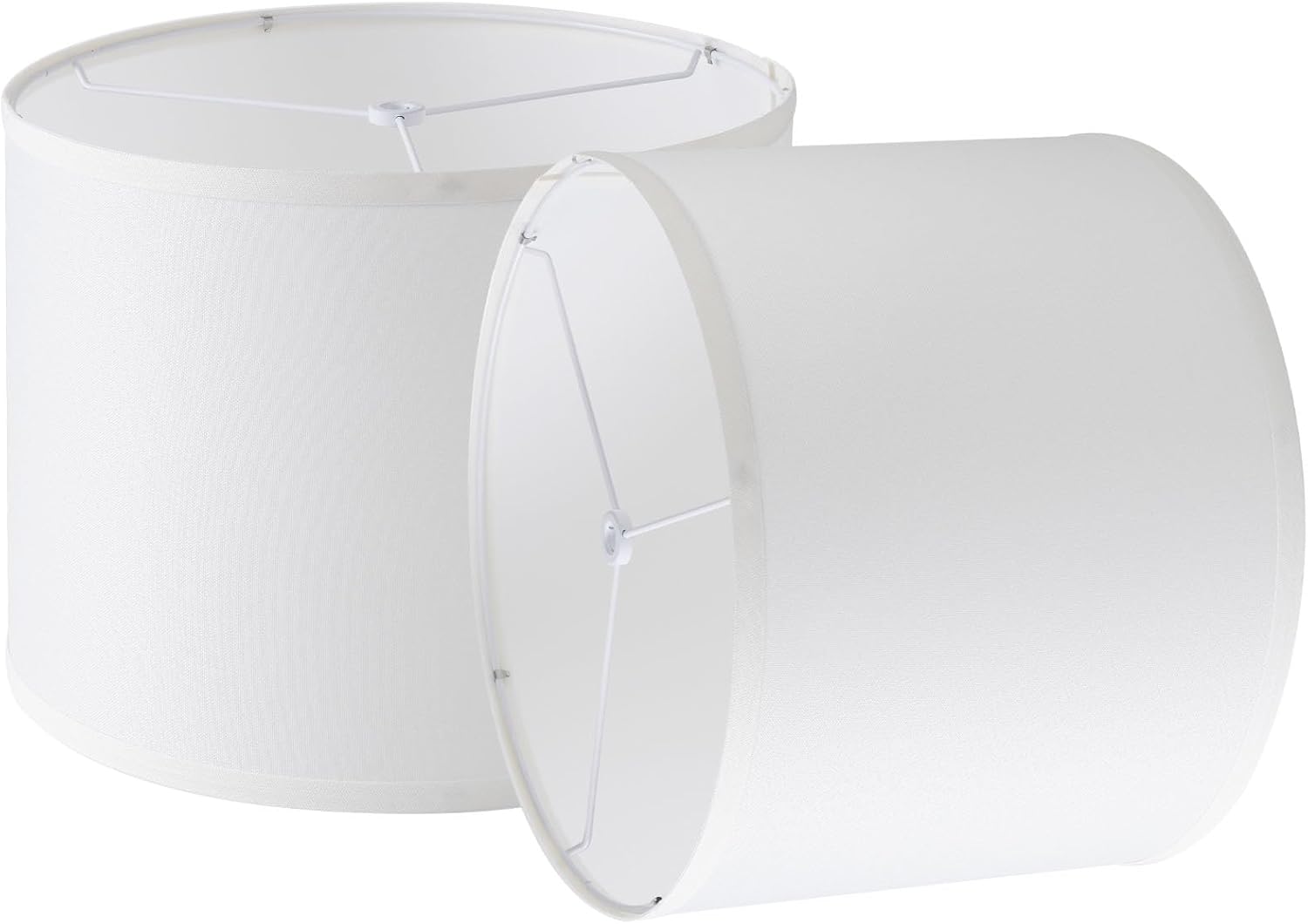Lamp Shades Set of 2, 12″x12″x10″ Large White Linen Drum Lampshade for Table Lamps Floor Lamp, Natural Linen Fabric Replacement Lamp Shade, Hand Crafted Medium Lampshade, Easy Assembly
