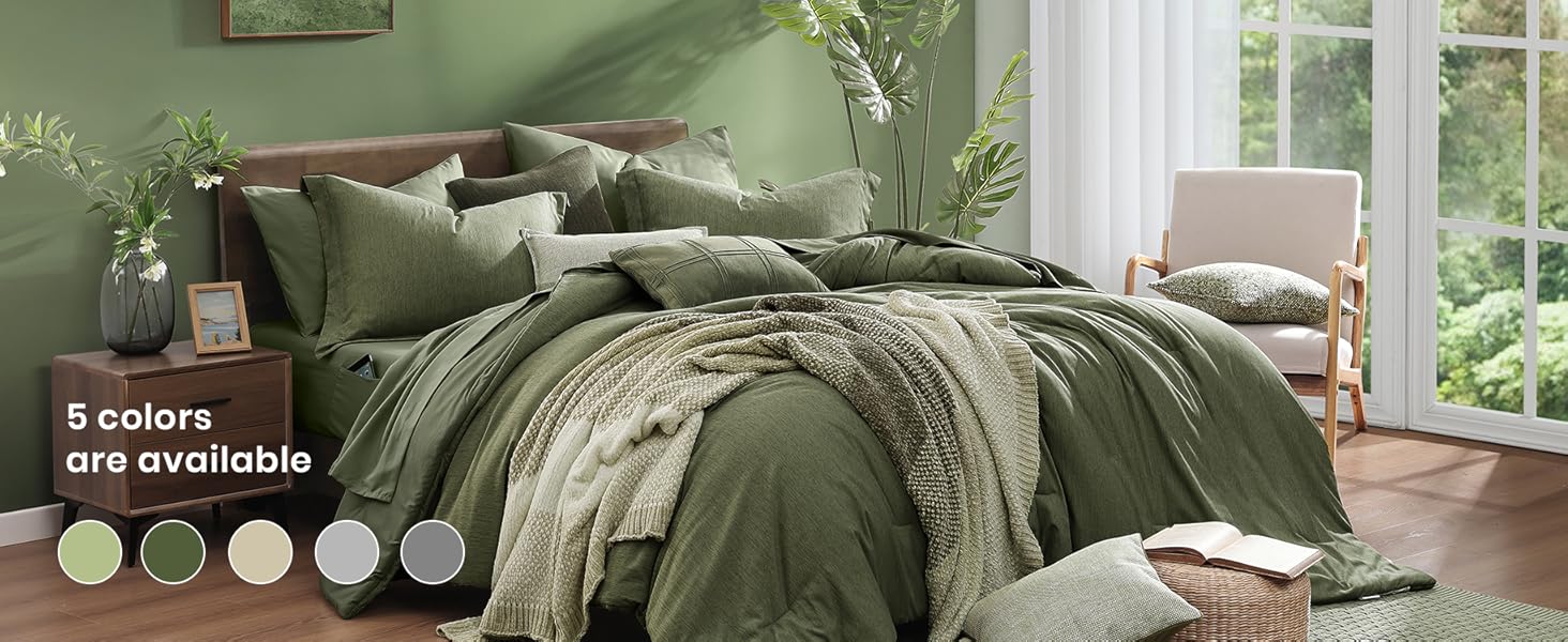 Monbix Queen Comforter Sets,Full Bedding Set 7 Piece, All Seasons Comforters,Fluffy Bed Set