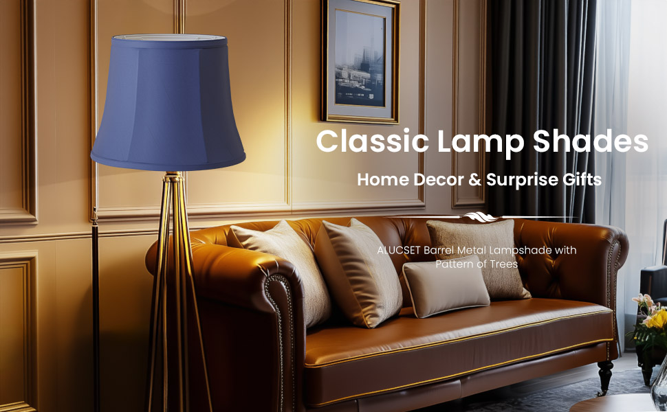 LLA-S2380-SW SWAIFDEE Drum Lamp Shade Set of 2, Gray-Blue Fabric Lampshades