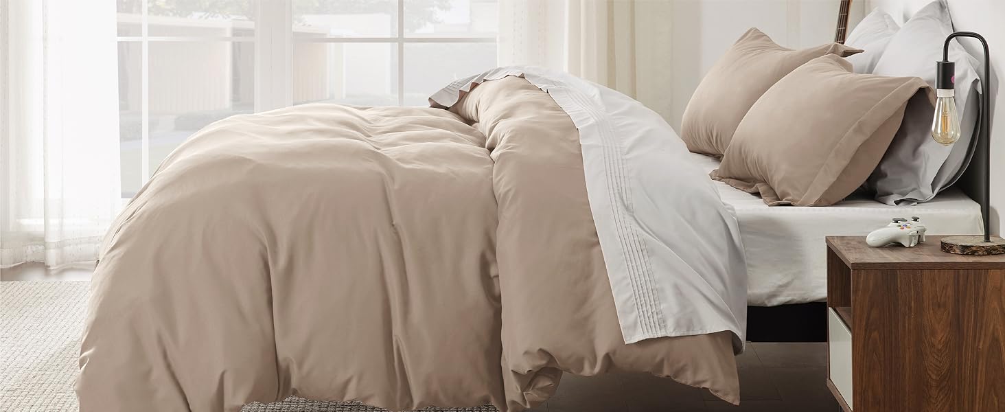 Bedsure Duvet Cover Soft Double Brushed Bedding Set for Kids Adults Zipper Closure NO Comforter