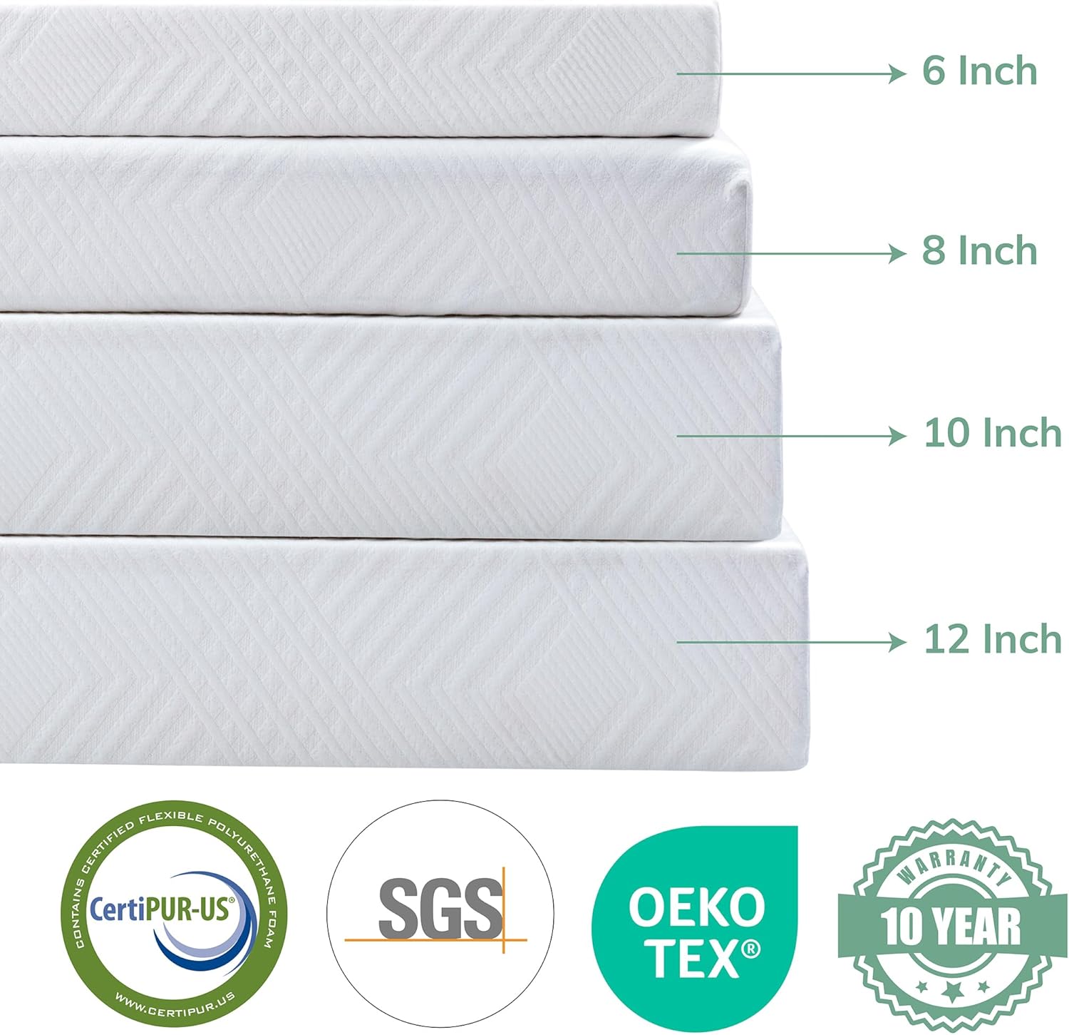 MLILY EGO 6 Inch Twin Mattress - Green Tea Memory Foam, Cooling Gel, Fiberglass-Free, CertiPUR-US Certified, for Kids, Bunk Beds, Trundle & Daybeds - Image 6