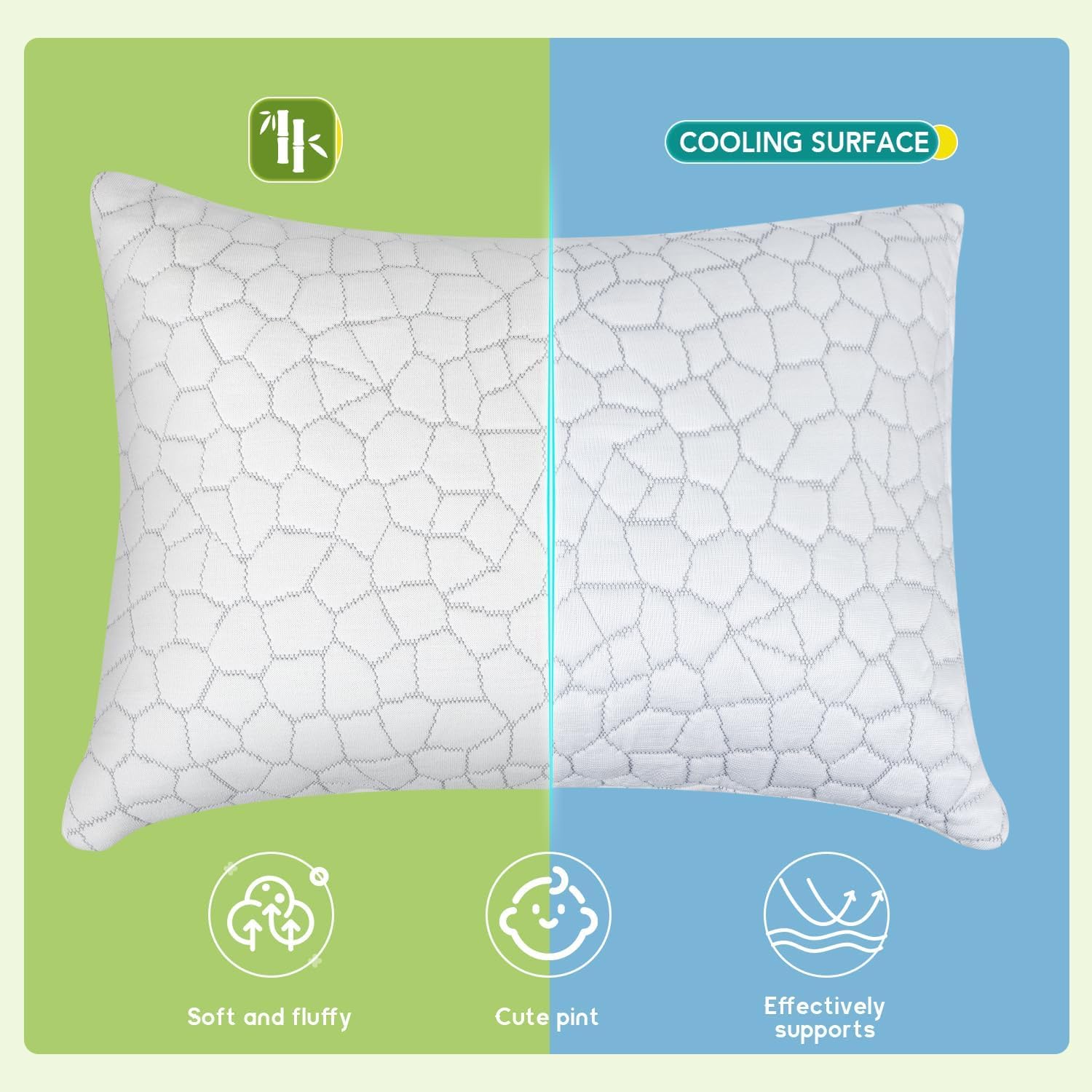 SUPA MODERN Cooling Bed Pillows for Sleeping 1 Pack Shredded Memory Foam Pillows Adjustable Cool Pillow for Side Back Stomach Sleepers Luxury Gel Pillows Toddler Pillow with Washable Removable Cover - Image 3