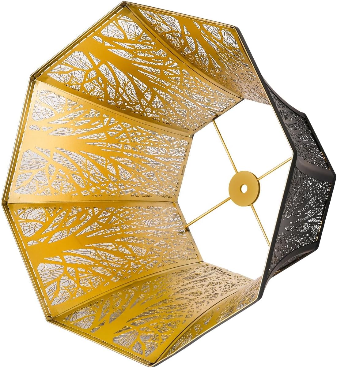 Etched Forest Metal Lampshade Outer Black Inner Gold 7.9 X 13.8 X 8.7 Inch ALUCSET Large Beveled Octagon Metal Lamp Shade Fits for Floor Lamp and Table Lamp Living Room Bedroom - Image 8