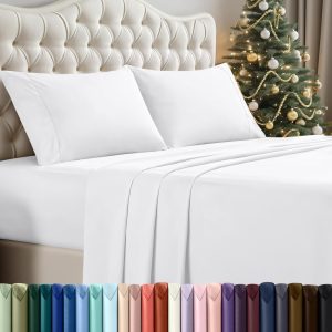 Utopia Bedding Queen Sheet Set 4 Piece Bed Sheets for Queen Size Bed, Hotel Luxury, Extra Soft, Cooling Bed Sheets - Wrinkle, and Fade Resistant (White)
