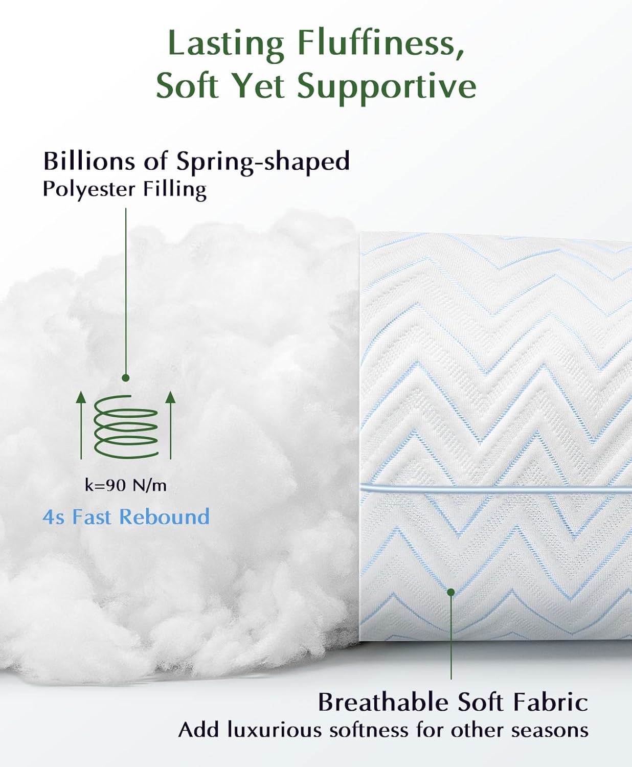 DIORIS Pillows Queen Size Set of 2 - Luxury Hotel Collection Cooling Bed Pillows for Sleeping, Breathable Medium Firm Down Alternative Microfiber Filled Pillows for Back, Stomach Sleepers - Image 3