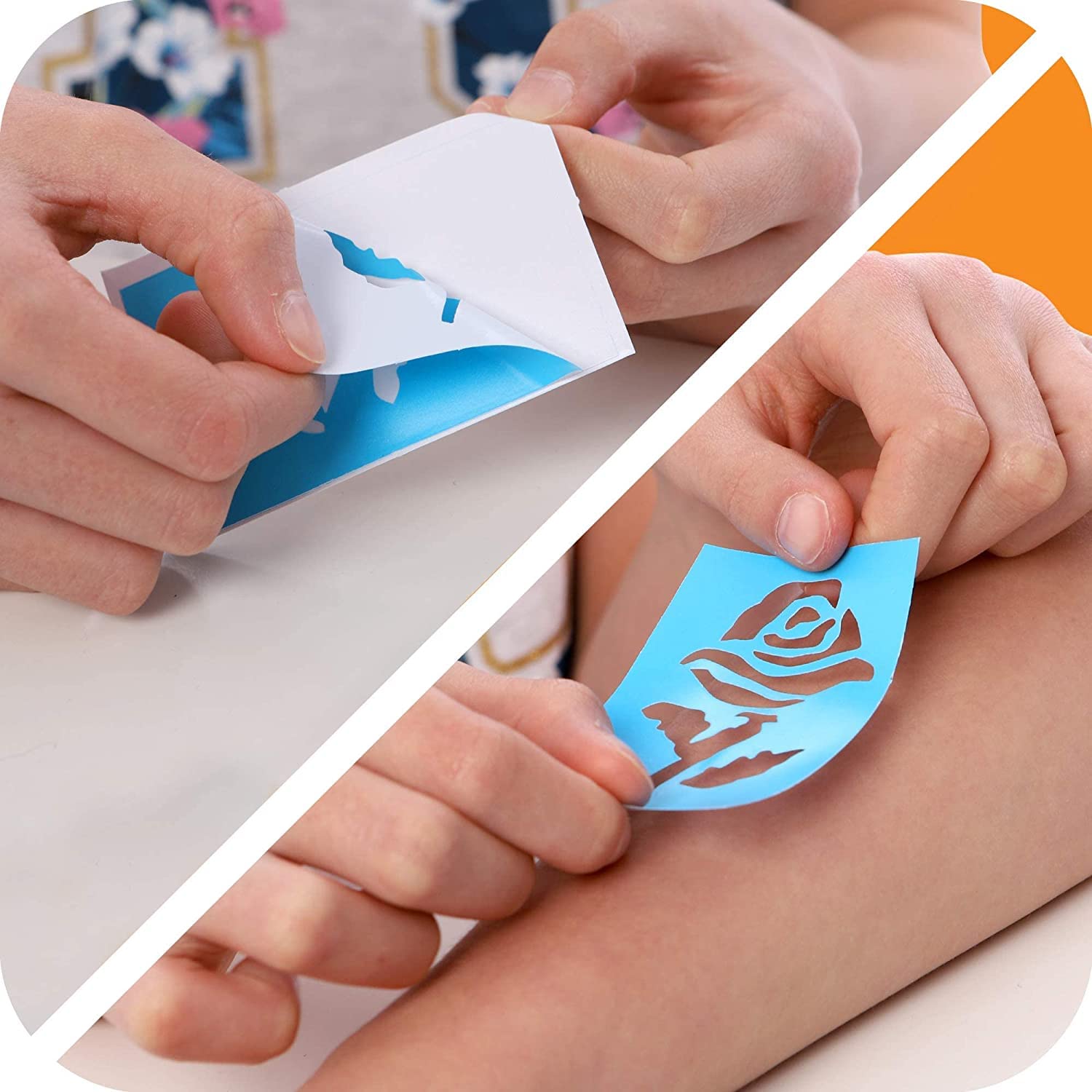 Original Stationery Glitter Tattoo Kit for Girls, 33-Piece Set with 24 Stencils, 6 Glitter Colors, Brushes & Adhesive, Creative Body Art Activity, Christmas Gift & Fun Holiday Party Supply - Image 3