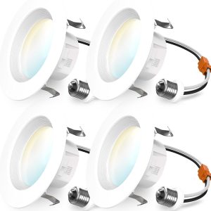 Sunco 4 Inch LED Recessed Lights, Retrofit Can Lighting, 660 LM, 11W (40W Equivalent), Selectable CCT 2700K/3000K/3500K/4000K/5000K, Dimmable, Baffle Trim, Replacement Conversion Kit UL 4 Pack