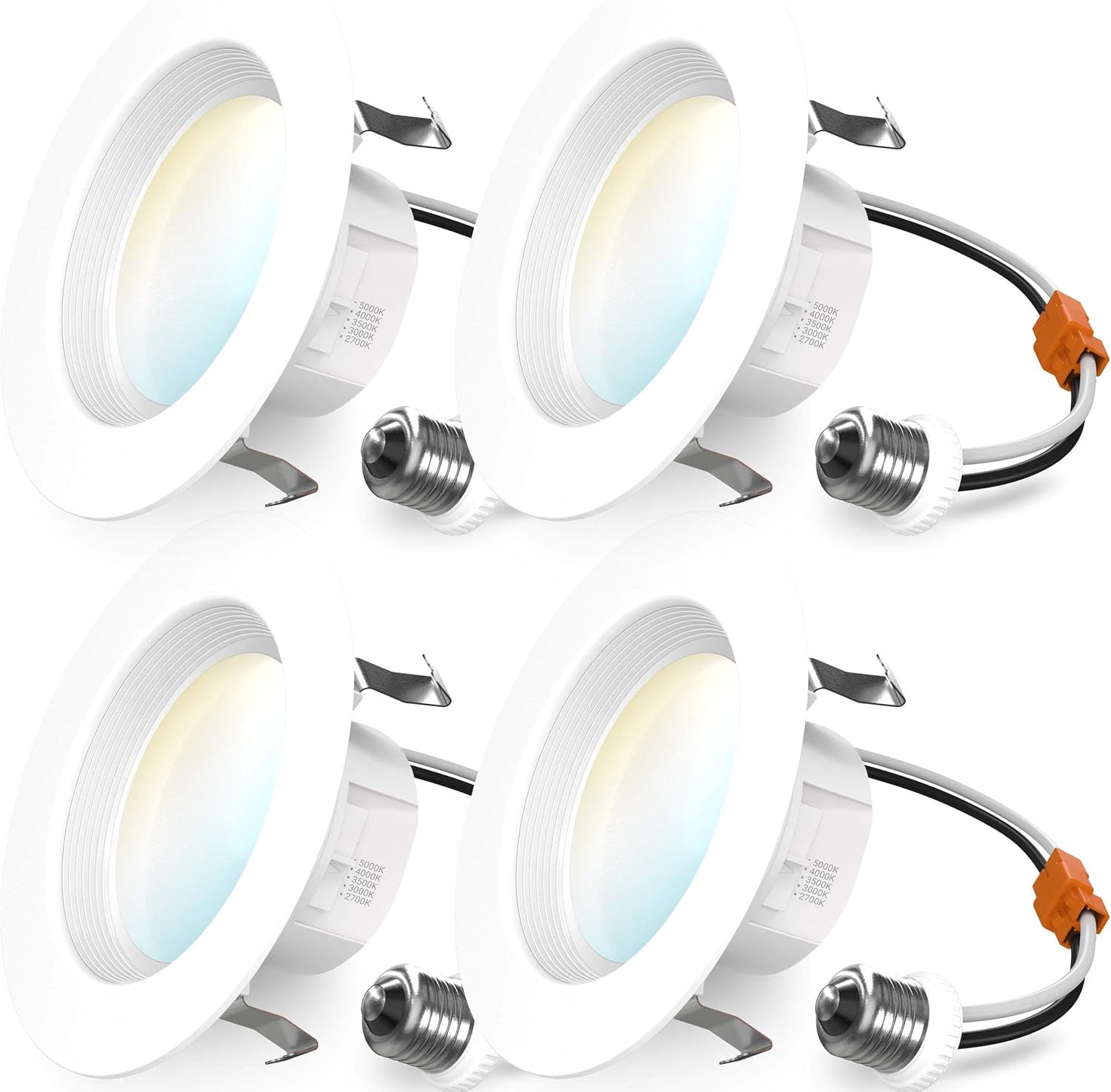 Sunco 4 Inch LED Recessed Lights, Retrofit Can Lighting, 660 LM, 11W (40W Equivalent), Selectable CCT 2700K/3000K/3500K/4000K/5000K, Dimmable, Baffle Trim, Replacement Conversion Kit UL 4 Pack