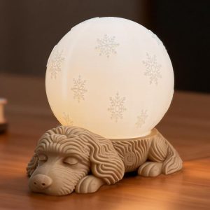 Small Table Lamp for Bedroom, Touch Control Battery Operated Bedside Lamp Rotatable Dog Lamp, 3 Color Temperatures Ambience Lamp for Bedroom Nightstand, Indoor Outdoor