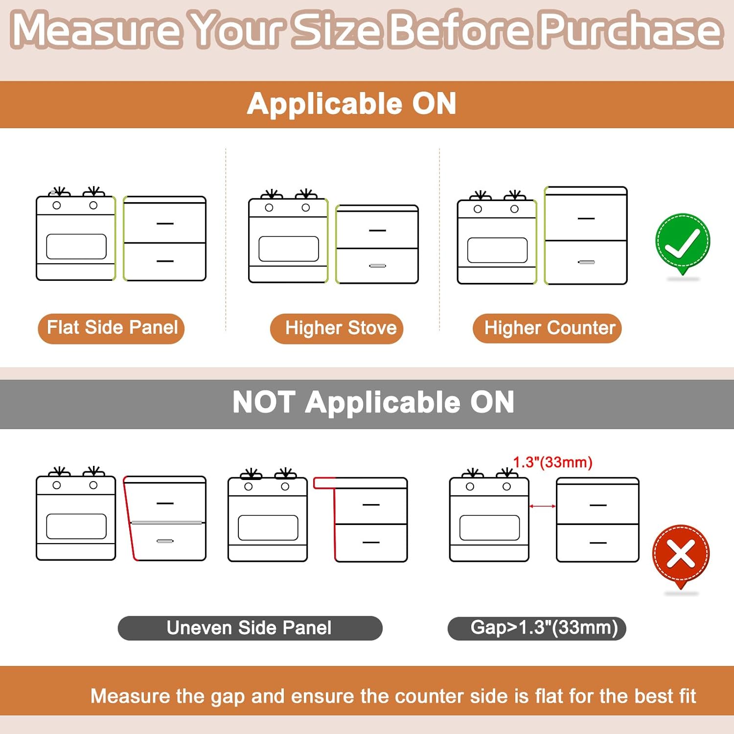 Stainless Steel Stove Gap Covers, Stove Gap Filler, Oven Gap Filler, Range Trim Kit in Kitchen, JessWednes 2 Pcs Extendable Stove Gap Guard 13.8'' to 27.5'', Heat Resistant and Easy to Clean (BLACK) - Image 8