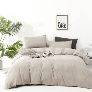 Luxlovery Beige Khaki Comforter Set Queen Beige Bedding Set Oatmeal Blanket Quilts Solid Cream Khaki Taupe 3PCS Queen Comforter Set Women Men