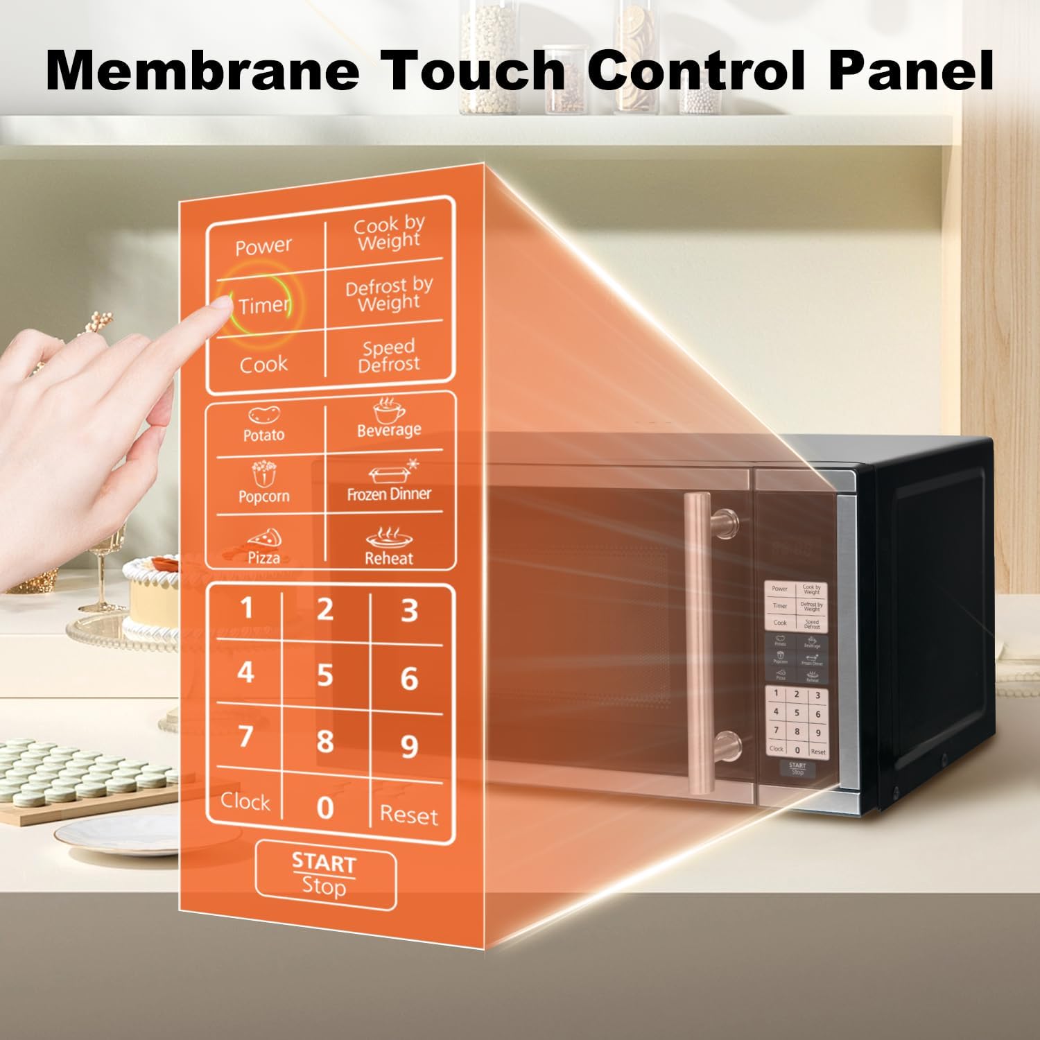 SMETA Compact Microwave Oven 700 Watts, 0.7 cu ft Countertop Microwave Ovens 10 Power Levels with Turntable Push-Button for Kitchen, Dorm, Apartment, Office, Black - Image 3