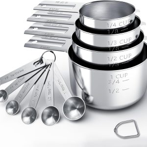 TILUCK Stainless Steel Measuring Cups & Spoons Set, Cups and Spoons,Kitchen Gadgets for Cooking & Baking (10)