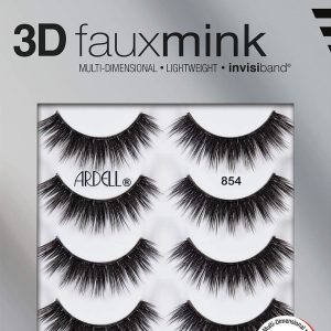 Ardell 3D Faux Mink Lashes 854 - Lightweight False Eyelashes with Invisiband, Dramatic Volume and Flare, 4-Pair, 1-Pack