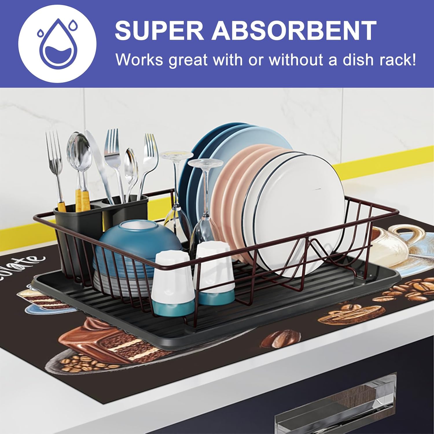 Stove Top Covers for Electric Stove 28x20 Inch Countertop Protector Glass Top Stove Cover Heat Resistant RV Range Covers Dish Drying Mat Coffee Chocolate Cake Design - Image 8