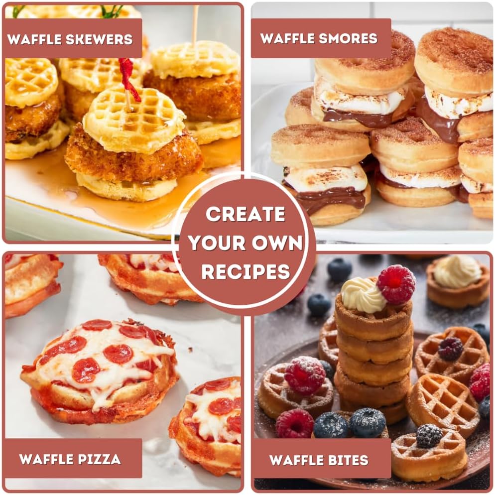 16 PCS Mini Waffle Maker Machine, Nonstick Waffles Iron Quick Heat-Up Surface, Simple & Easy Tiny Chaffle Baker for Home & Restaurants, Small Bites for Kids, Perfect for Breakfast, Desserts & Snacks - Image 3