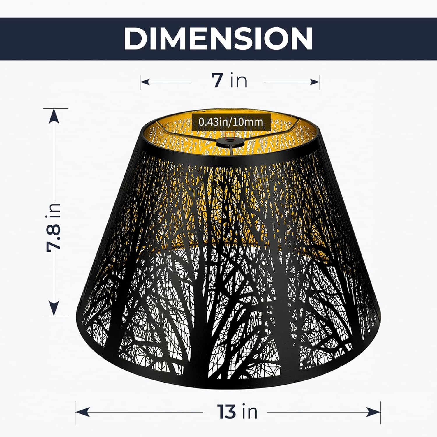 Medium Lamp Shade, ALUCSET Barrel Metal Lampshade with Pattern of Trees Lampshade for Table Lamp, 7x13x7.8 inch, Metal Lampshades, Spider - Image 4