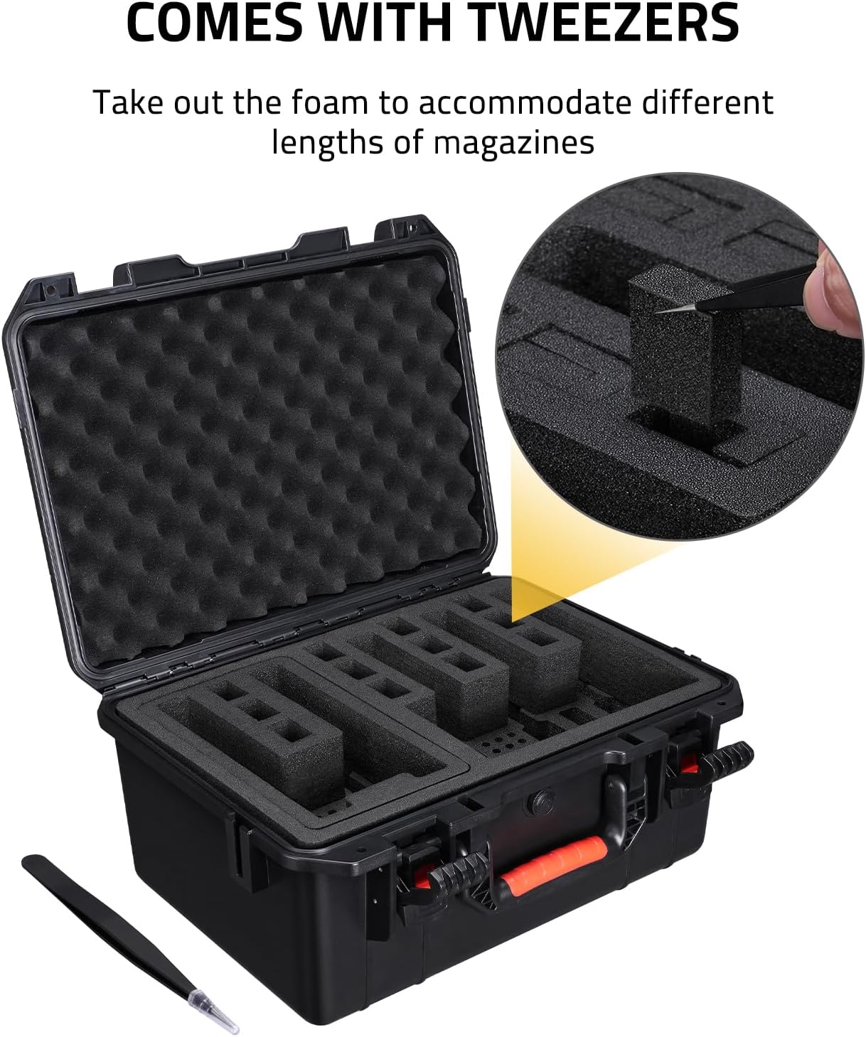 CVLIFE Gun Cases for Handguns, 18" Pistol Case Holds Multiple Handguns/Mags/Bullets, Hard Shell Pistol Case Heavy Duty Firearm Case for Range Trips, Waterproof & Shockproof Handgun Case - Image 7