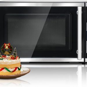 SMETA Compact Microwave Oven 700 Watts, 0.7 cu ft Countertop Microwave Ovens 10 Power Levels with Turntable Push-Button for Kitchen, Dorm, Apartment, Office, Black