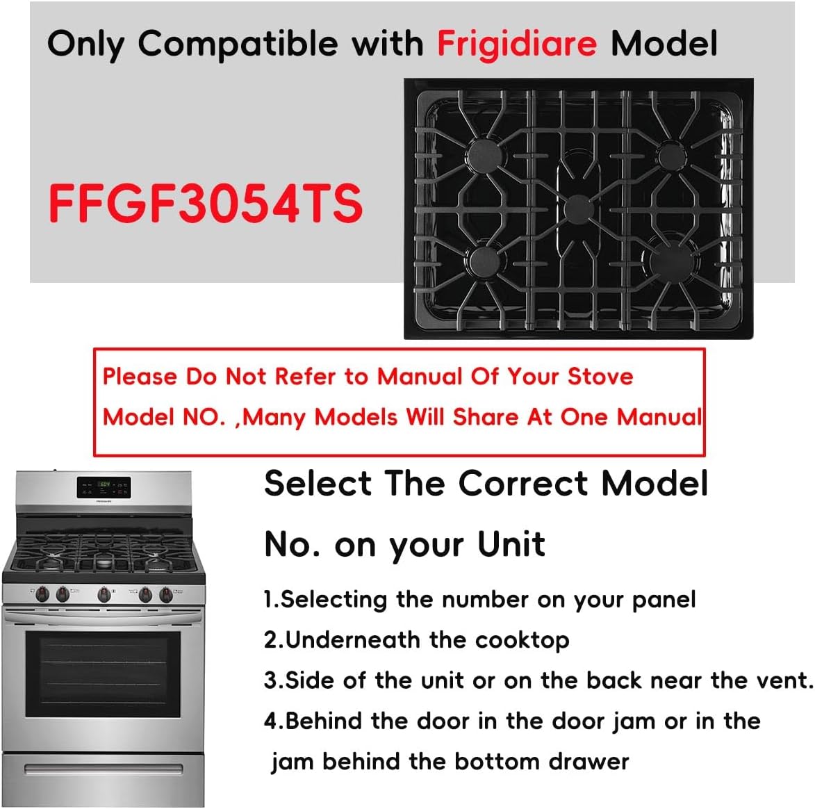 2 Pcs 30Inch Stove Top Protectors For Frigidaire Model :FFGF3054TS 5 burner Gas Range Cooktop Cover liner