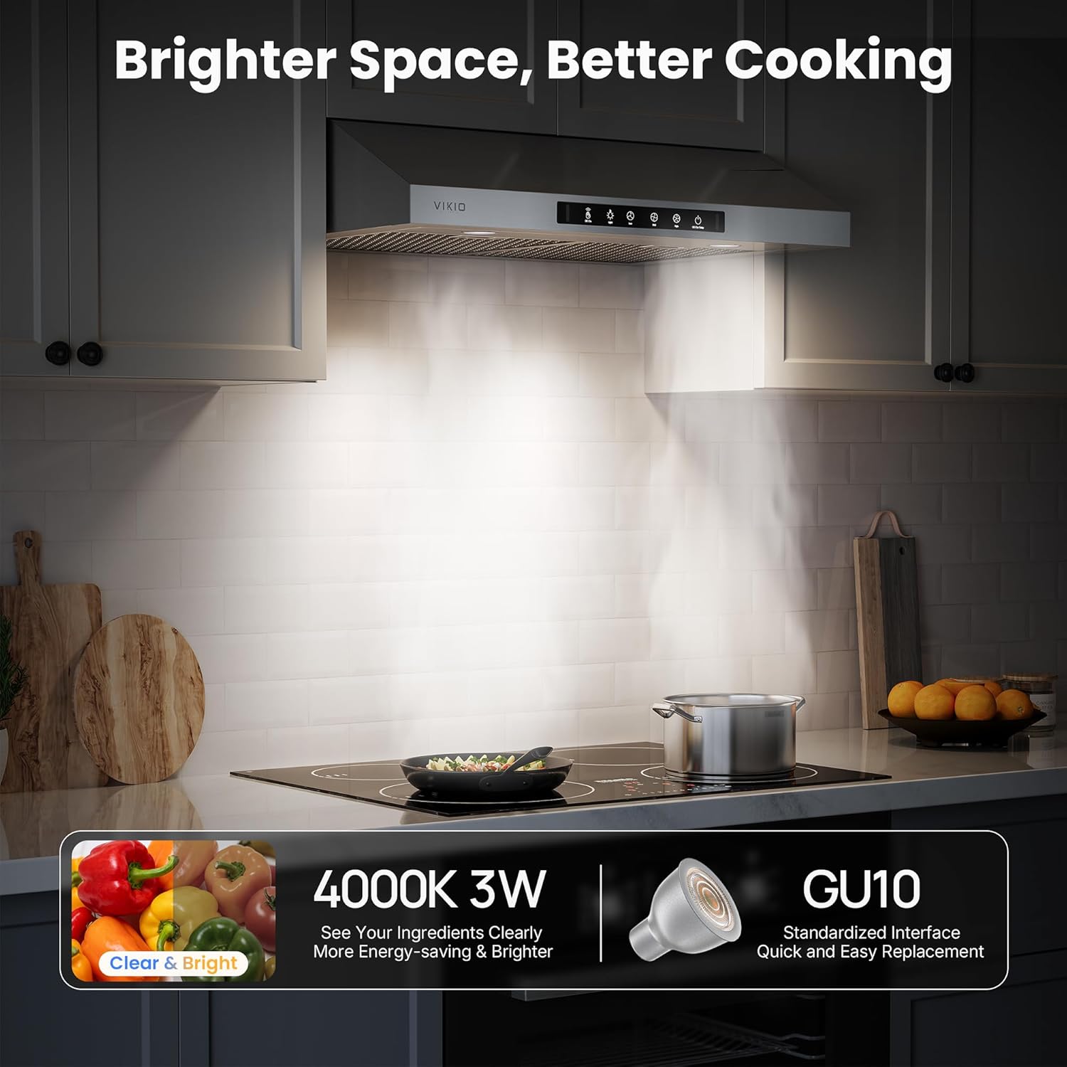 Range Hood 30 Inch Under Cabinet, 900CFM Stainless Steel Kitchen Stove Vent Hood, Touch/Gesture Control, 3 Speed Exhaust Fan, LED Lights, Reusable 5-Layer Aluminum Filters - Image 6