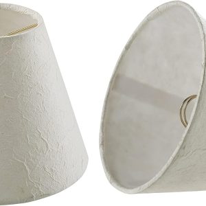 Aspen Creative 32129-2A Small Hardback Empire Shape Chandelier Clip-On Lamp Shade Set (2 Pack), Transitional Design in Off-White, 6" bottom width (3" x 6" x 5")