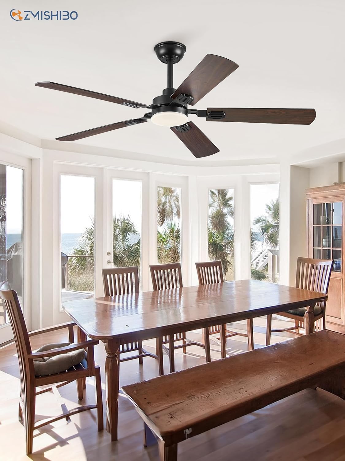 ZMISHIBO 52" Ceiling Fans with Lights, Black Modern Ceiling Fan with Remote, Farmhouse Indoor Ceiling Fan with Dual Finish Blades, Quiet & Strong Motor, Bright LED Light. - Image 8