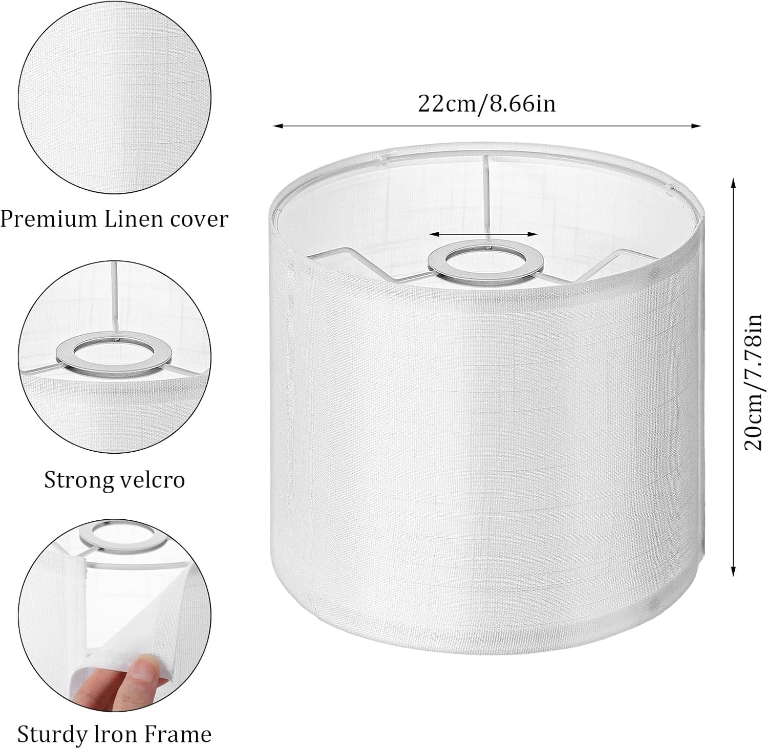 2PCS Table Lamp Shades, Drum Lamp Shades 8.66" Top X 8.66" Bottom X 7.87" High Lamps Shade Handcrafted Chandelier Shade for Table and Floor Lamps, Pendant Light, Easy Assembly - Image 2