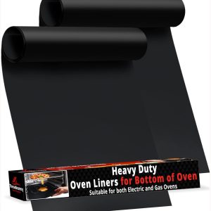 2 Pack Large Thick Heavy Duty Non Stick Teflon Oven Liners Mat, 17"x 25" BPA and PFOA Free, for Bottom of Electric Oven Gas Stove and Microwave Charcoal or Gas Grills