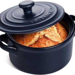 LE TAUCI 3 Quart Ceramic Dutch Oven - Lightweight, Non-Toxic, No Seasoning Needed- Oven, Microwave & Dishwasher Safe, Dutch Oven Pot with Lid for Sourdough, Soup & Stew, Midnight Blue