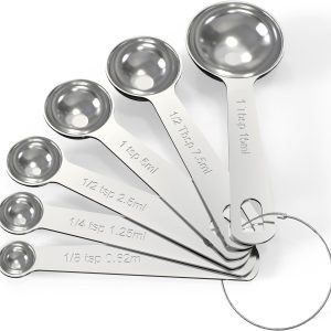 TILUCK Stainless Steel Measuring Spoons Set,Coffee Scoop Spoon,Kitchen Gadgets for Cooking & Baking,Set of (6)