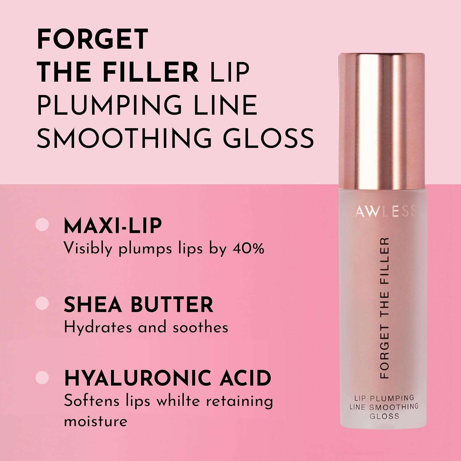 Lawless Women's Forget The Filler Lip Plumper Line Gloss, Nudie, Pink, 0.11 Fl Oz (Pack of 1) - Image 2