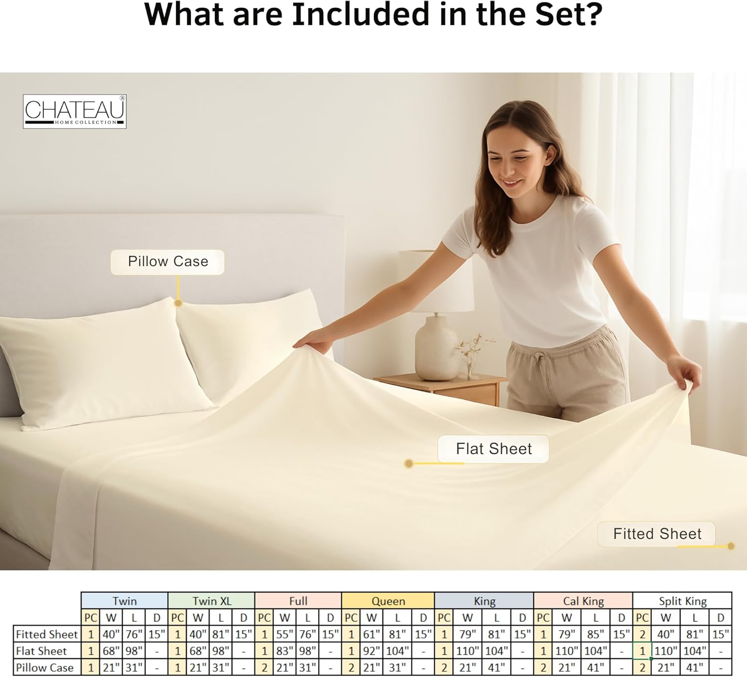 100% Organic Cotton King Size Sheets Set - Luxury Sateen Weave 300 TC 4 Piece Deep Pocket King Sheets Fits Upto 17", GOTS Certified Naturally Cool Soft Breathable & Comfy Sheet & Pillowcase Sets,- Tan - Image 5