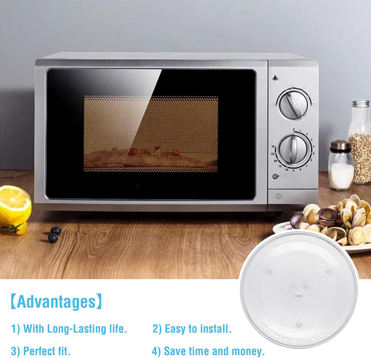 11.25" Microwave Glass Turntable Plate Replacement for GE and Samsung- 11 1/4" Microwave Glass Turntable Tray Replaces ME16K3000AS, ME17R7021ES, WB49X10097,WB39X0078,WB49X10034 by APPLIANCEMATES - Image 5