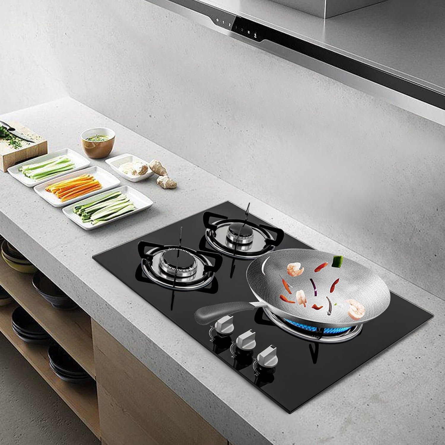 Built-in Gas Cooktop,3 Burners Gas Stovetop,NG Cooktops with Glass panel,countertop with Auto Shutoff, Hob for kitchen - Image 4