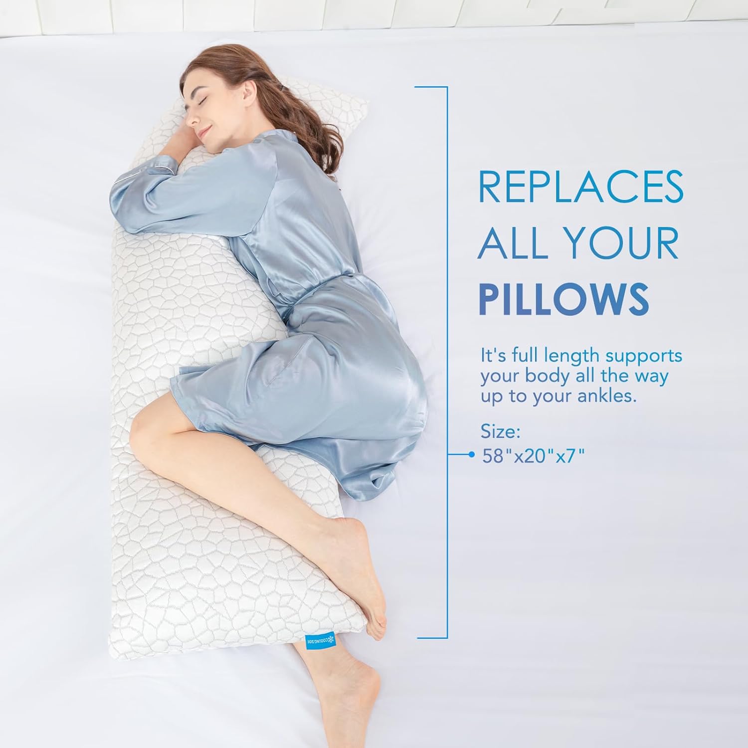 SUPA MODERN Cooling Bed Pillows for Sleeping 1 Pack Shredded Memory Foam Pillows Adjustable Cool Pillow for Side Back Stomach Sleepers Luxury Gel Pillows Body Pillow with Washable Removable Cover - Image 7