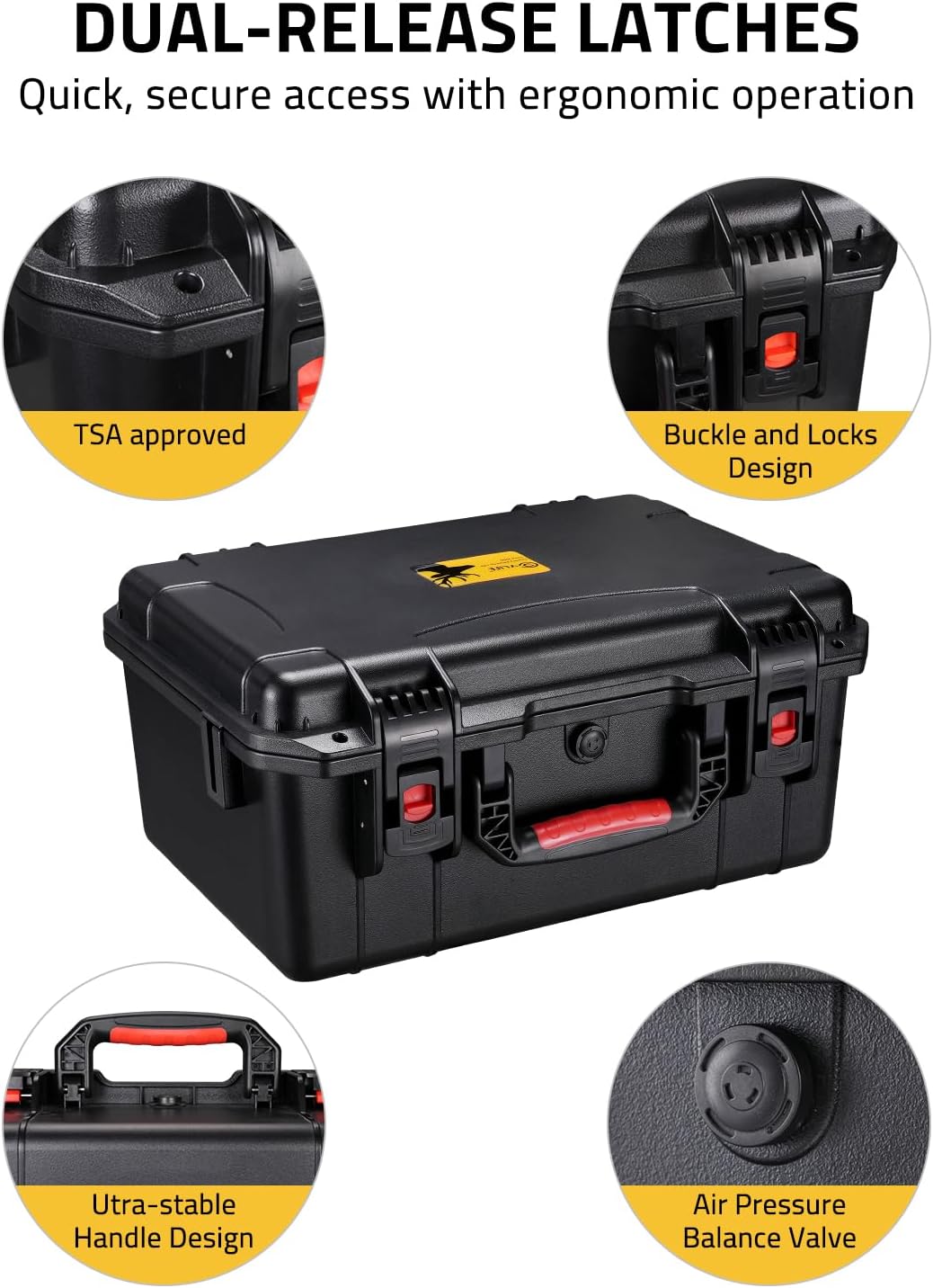 CVLIFE Gun Cases for Handguns, 18" Pistol Case Holds Multiple Handguns/Mags/Bullets, Hard Shell Pistol Case Heavy Duty Firearm Case for Range Trips, Waterproof & Shockproof Handgun Case - Image 6