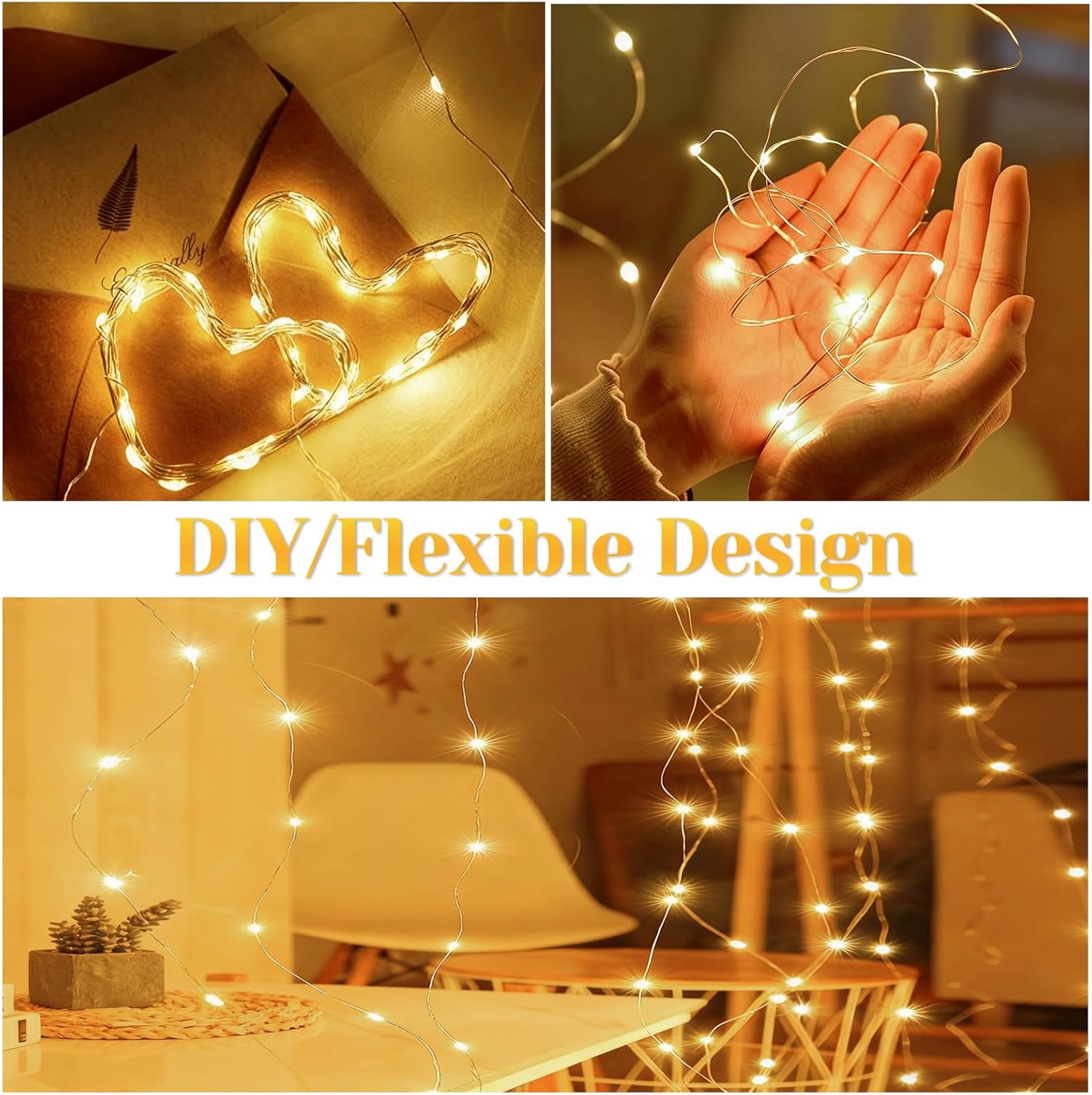 200 LED 67Ft Fairy Lights Battery Operated with Remote,Waterproof String Lights for Indoor & Outdoor,8 Modes Christmas Lights for Christmas Tree,Bedroom, Party,Wedding Decor - Image 3