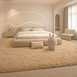 8x10 Area Rugs Living Room, Beige Large Plush Fluffy Bedroom Carpet, Non-Slip Upgraded Indoor Thick Soft Rug, Modern Plush Carpet Suitable for Kids Home Decor Aesthetics Dorm.