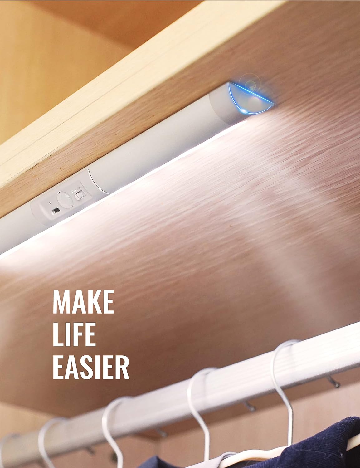 Joyzy Automatic Motion Sensor Closet Lights with Eye-Protection Design Closet Lighting, LED Rechargeable Cabinet Light Battery Operated Wardrobe Light for Wireless Pantry Sink (80Lumen, 6000k 80+CRI) - Image 6