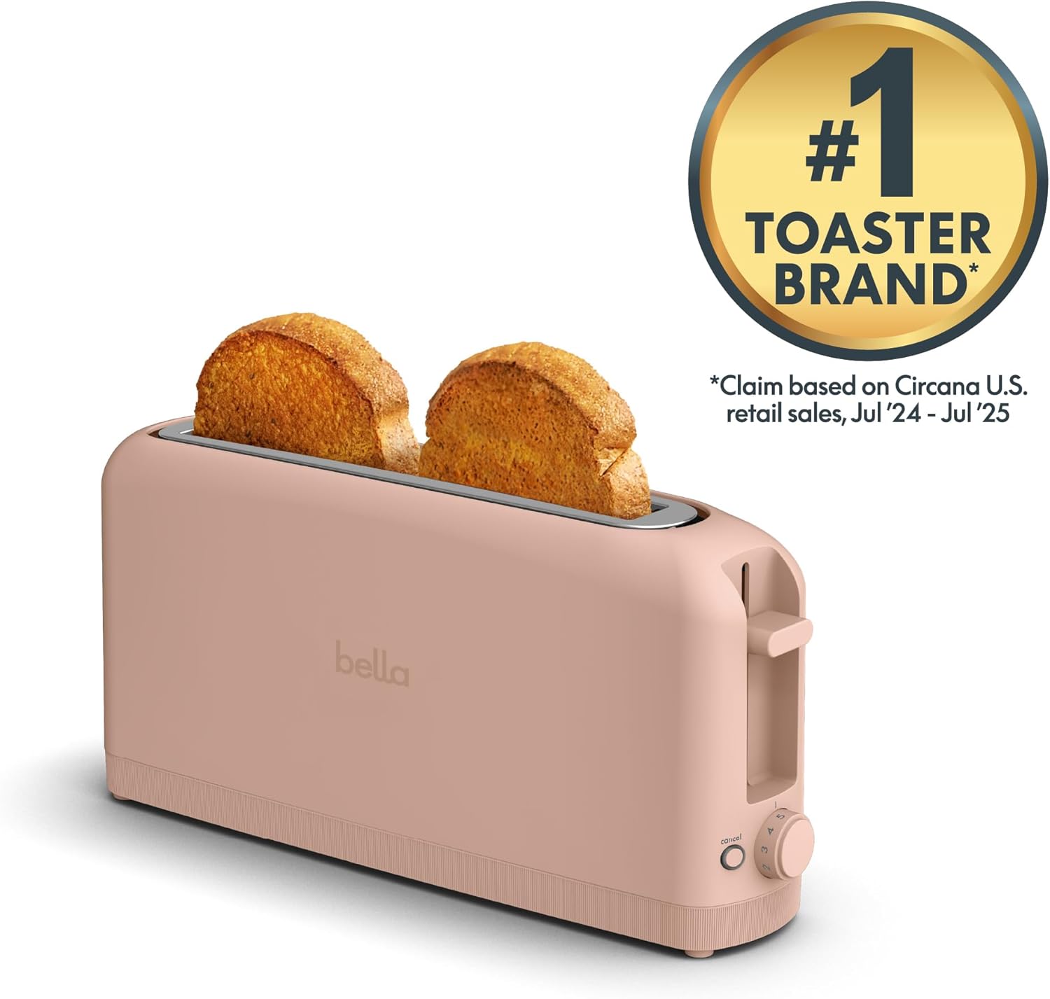 bella 2 Slice Slim Toaster, Fits-anywhere™ Kitchenware, 6 Setting Shade Control with Reheat & Cancel Buttons, Fits sourdough, 10” Long Slot, Anti Jam & Auto Shutoff, 900 Watt, Blossom - Image 3