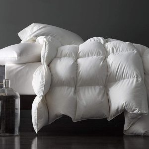 Royoliving Premium Feathers Down Comforter 100% Cotton Cover Duvet Insert with Corner Tabs (White, King All Season)